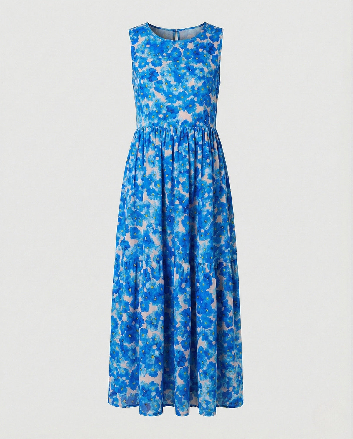 Women's Sleeveless Maxi Dress with Butterfly Print
