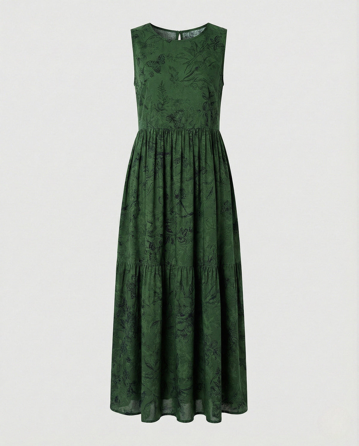 Women's Sleeveless Maxi Dress with Butterfly Print
