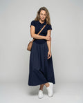 Women's Sleeveless Maxi Dress with Polo Collar - Front View