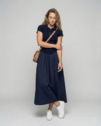 Women's Sleeveless Maxi Dress with Polo Collar - Front View