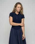 Women's Sleeveless Maxi Dress with Polo Collar - Upper Body View