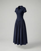 Women's Sleeveless Maxi Dress with Polo Collar