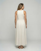Women's Sleeveless Maxi Dress with Ribbed Top - Back View