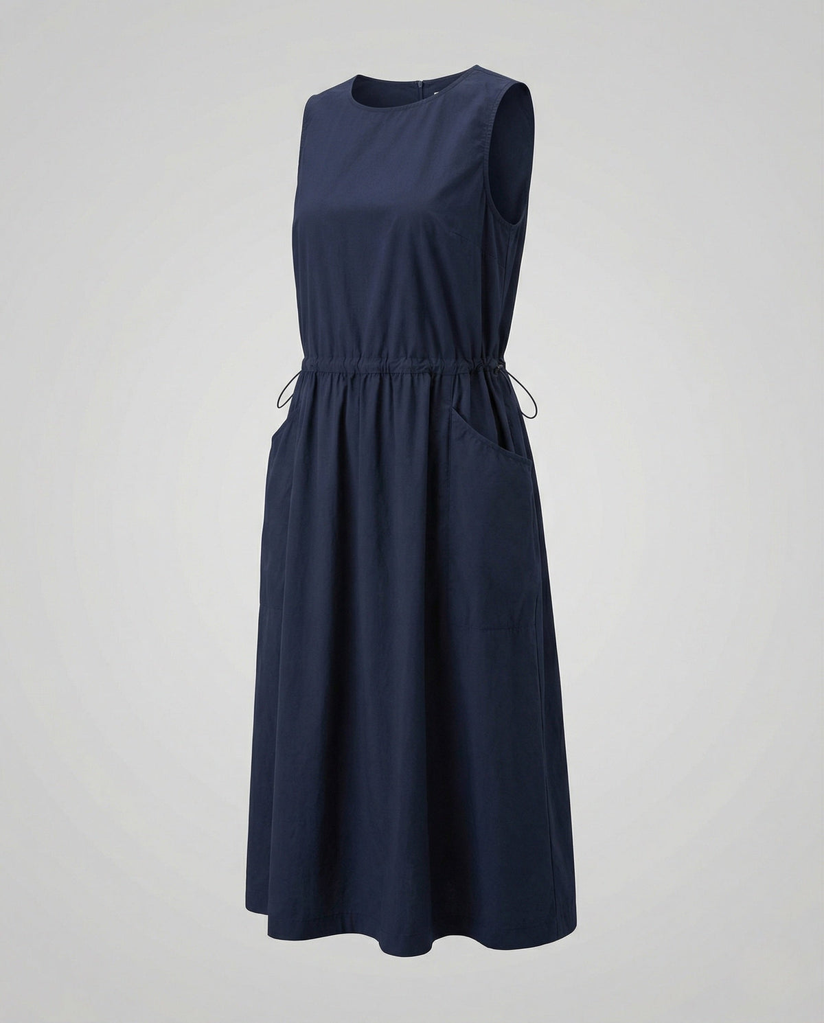 Women's Sleeveless Midi Dress with Drawstring Waist