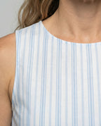Women's Sleeveless A-Line Midi Dress with Drawstring - Close-Up Detail