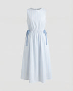Women's Sleeveless A-Line Midi Dress with Drawstring