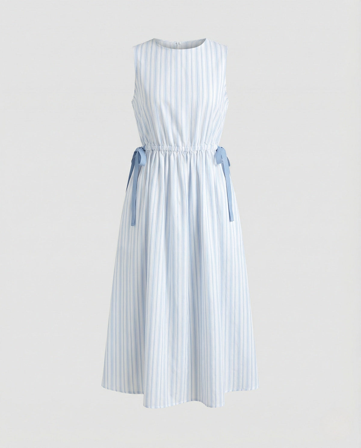 Women's Sleeveless A-Line Midi Dress with Drawstring