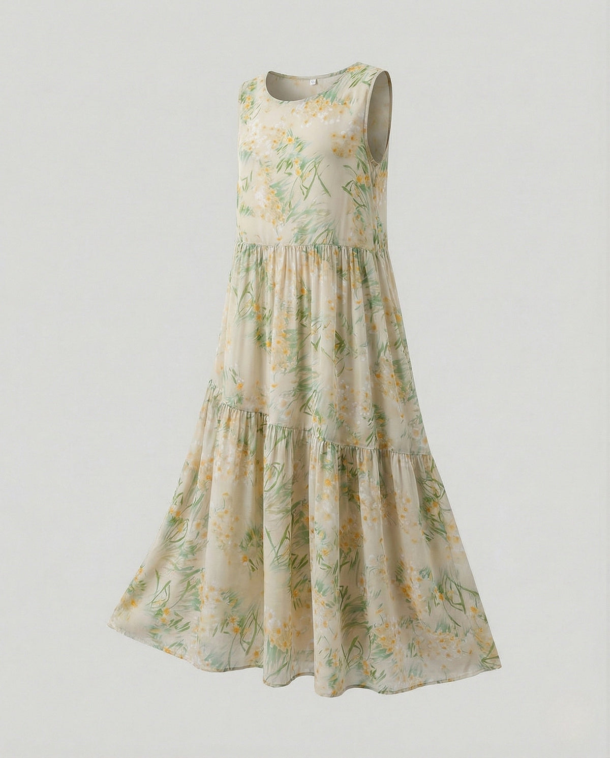 Women's Sleeveless Tiered Maxi Dress with Viscose