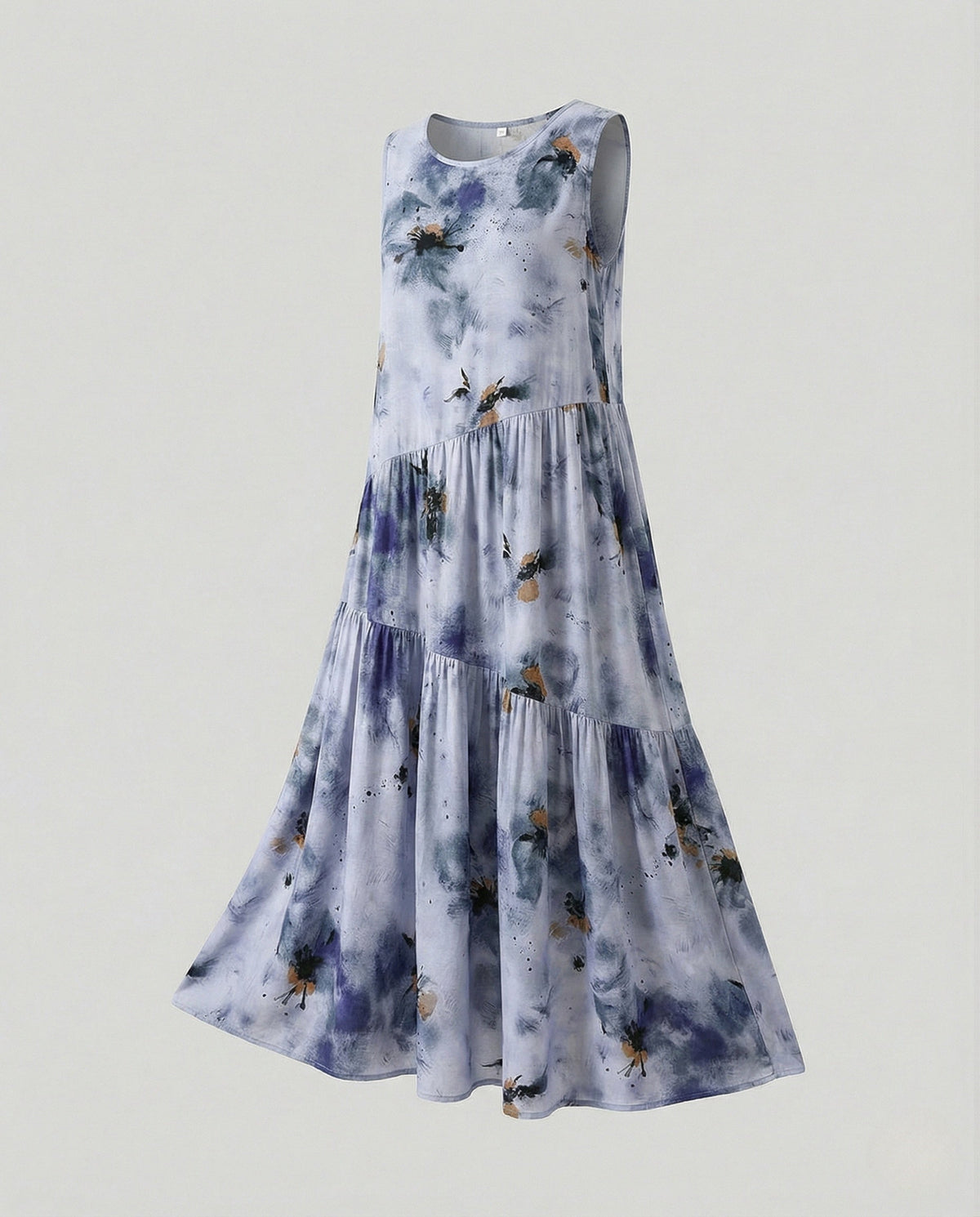 Women's Sleeveless Tiered Maxi Dress with Viscose