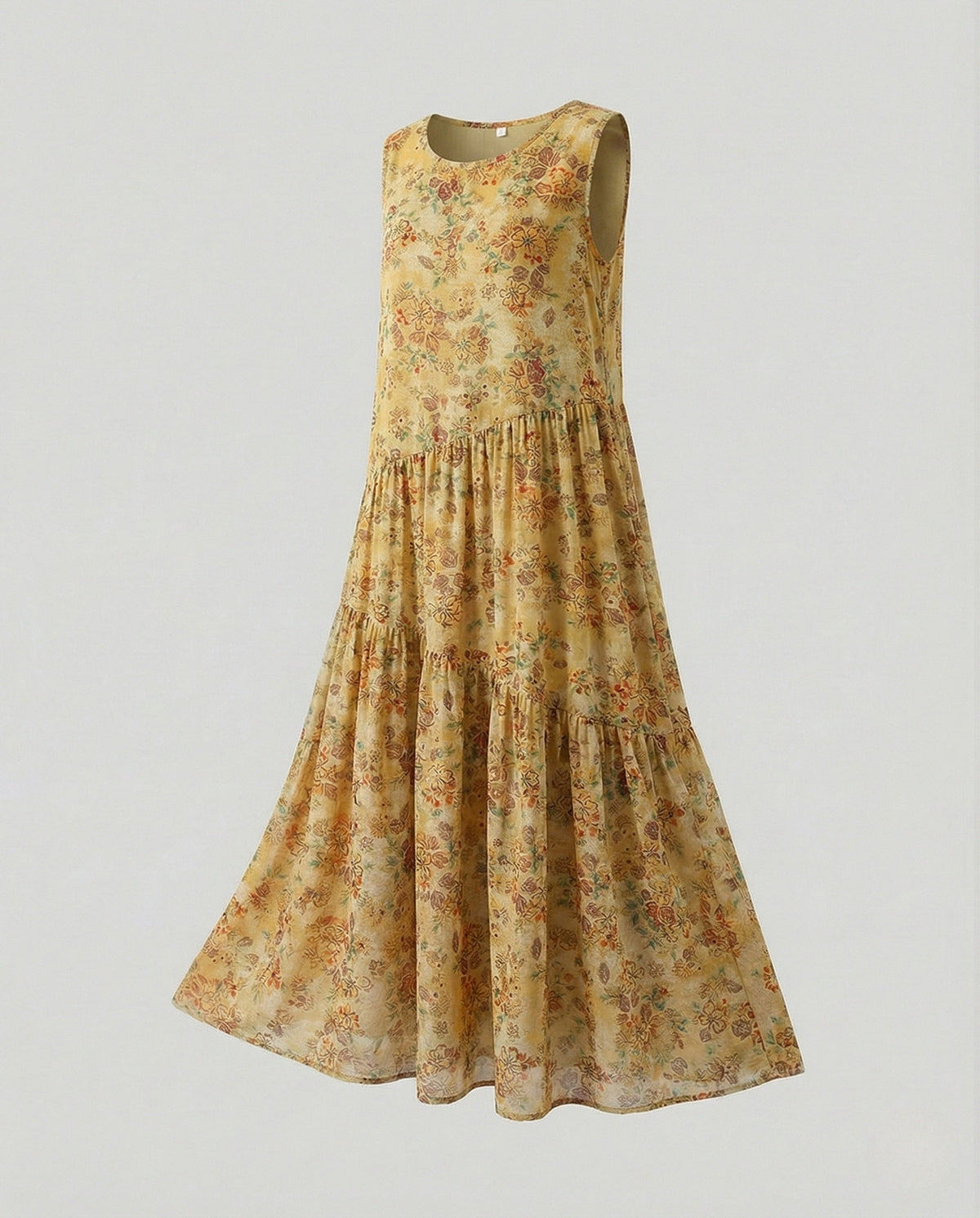 Women's Sleeveless Tiered Maxi Dress with Viscose