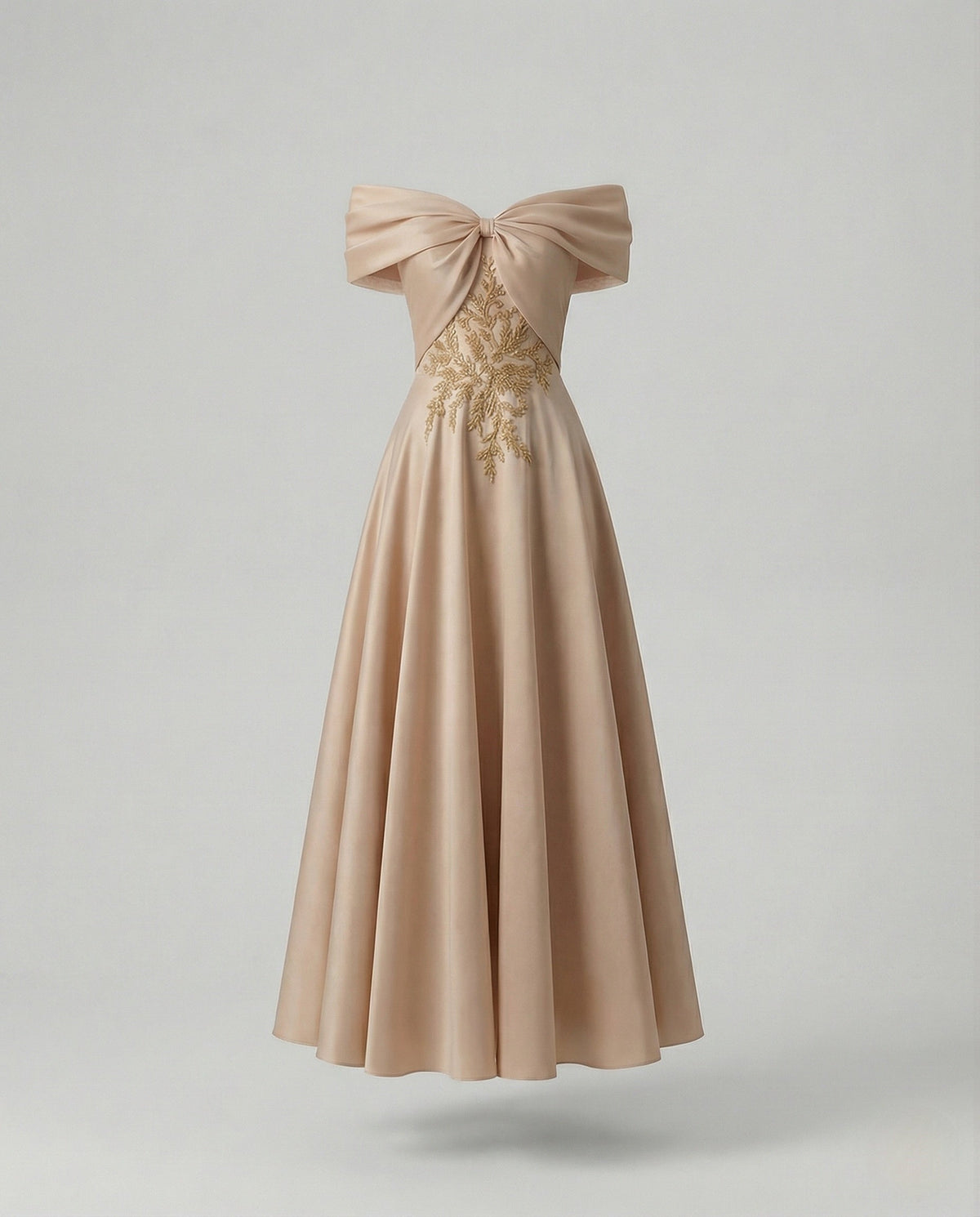 Women's Floor-Length Carmen Evening Dress with Lace