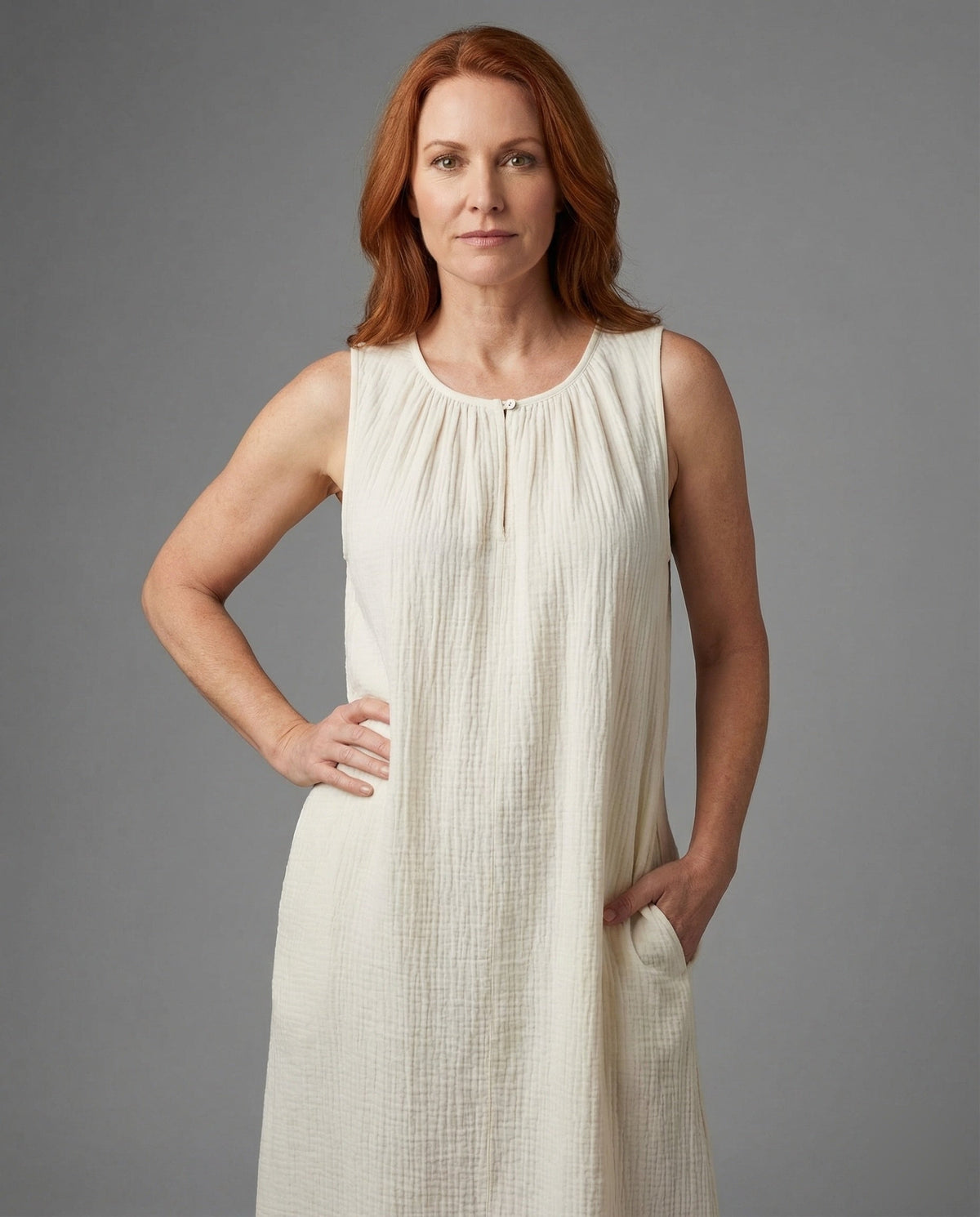 Women's Crinkled Floor-Length Maxi Dress - Upper Body View
