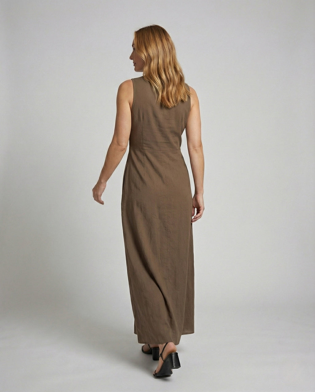 Women's Long Maxi Dress with Knot Detail - Back View