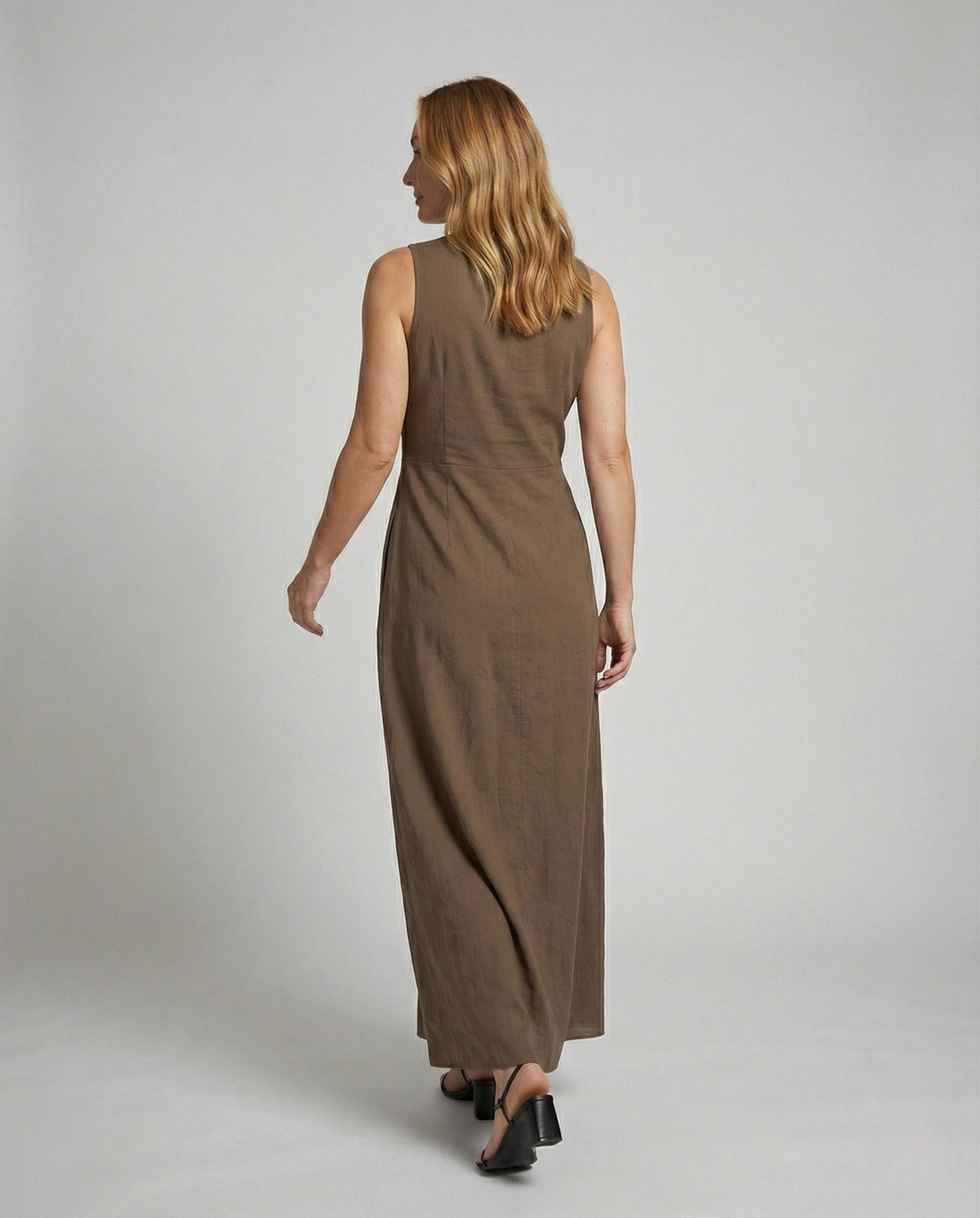Women's Long Maxi Dress with Knot Detail - Back View