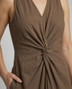 Women's Long Maxi Dress with Knot Detail - Close-Up Detail