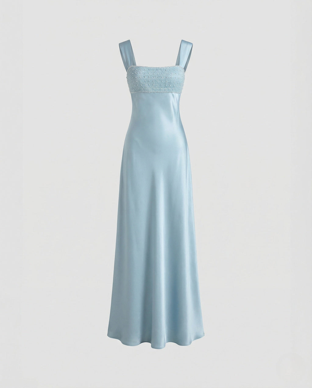 Women's Satin Evening Dress with Embroidered Bustier