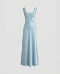 Women's Satin Evening Dress with Embroidered Bustier