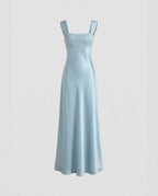 Women's Satin Evening Dress with Embroidered Bustier