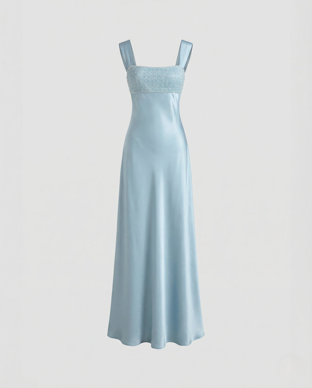 Women's Satin Evening Dress with Embroidered Bustier