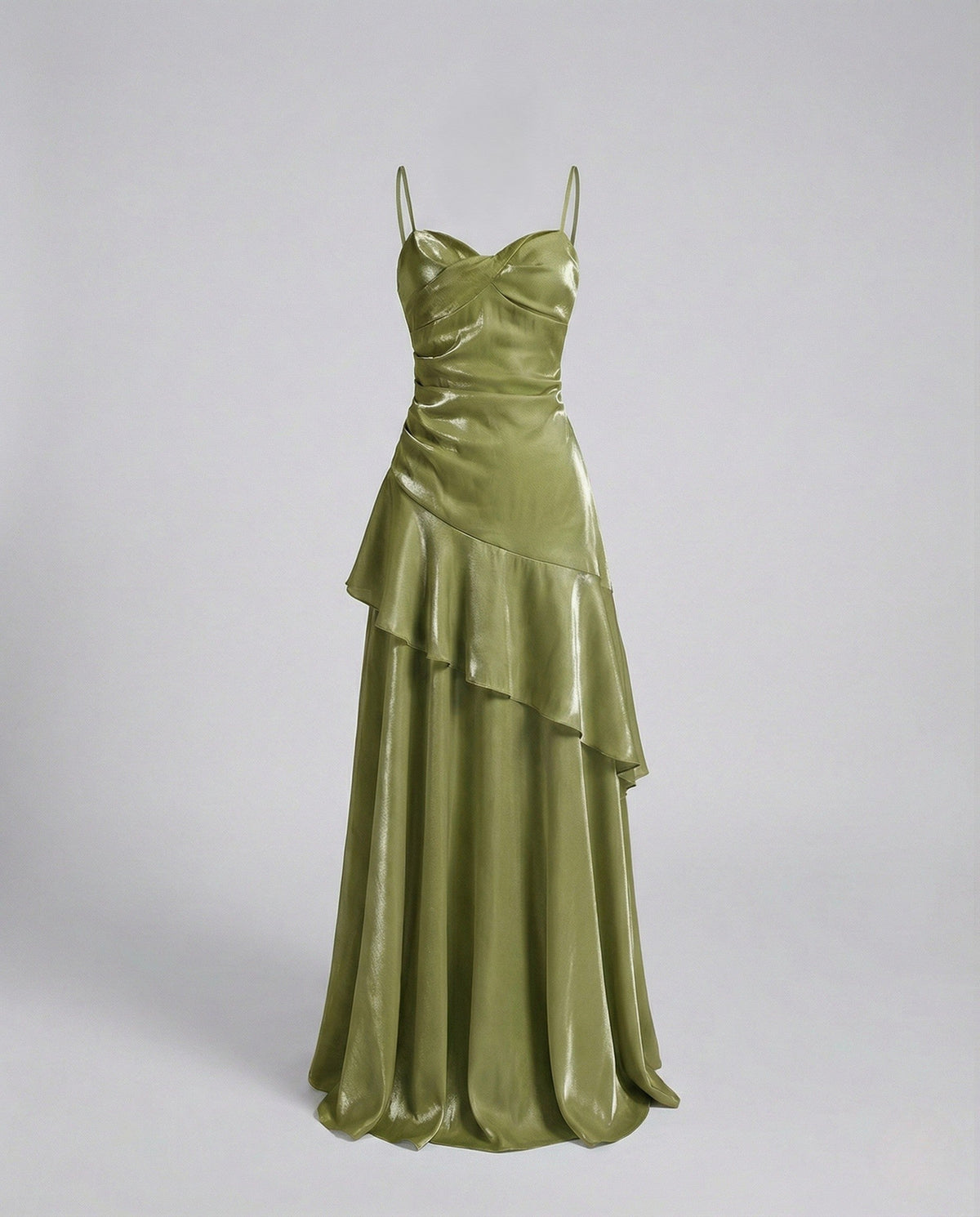 Women's Satin Evening Dress with Heart Neckline