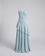 Women's Satin Evening Dress with Heart Neckline