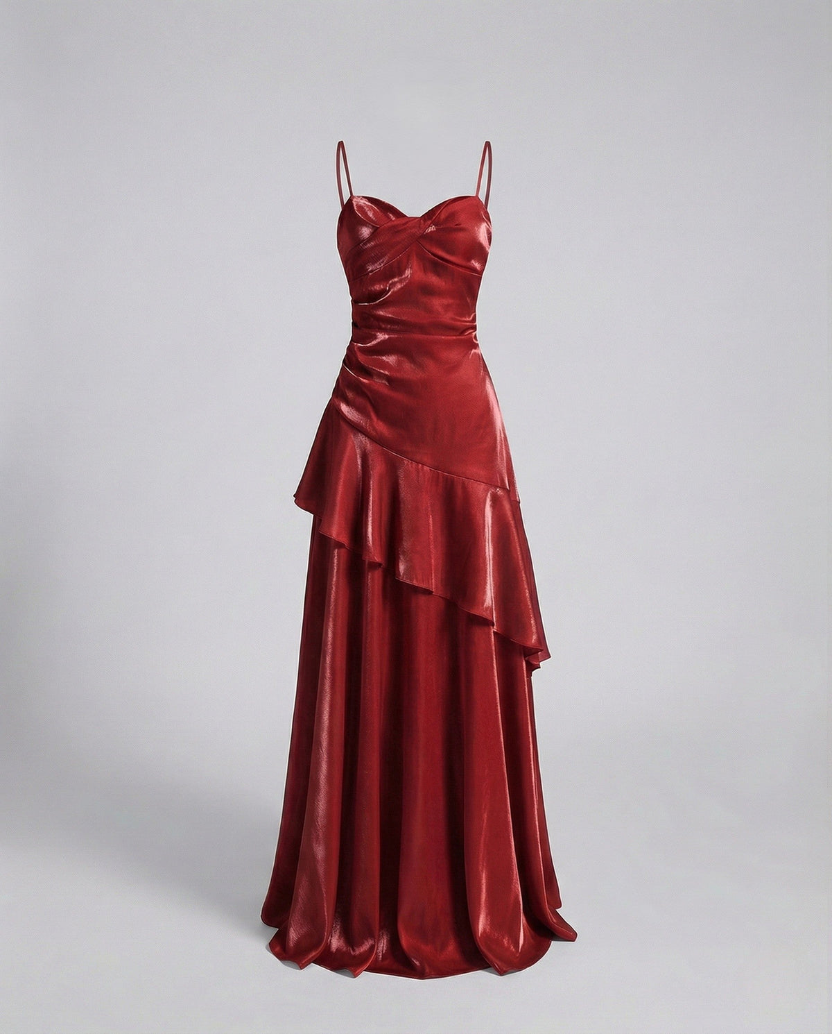 Women's Satin Evening Dress with Heart Neckline