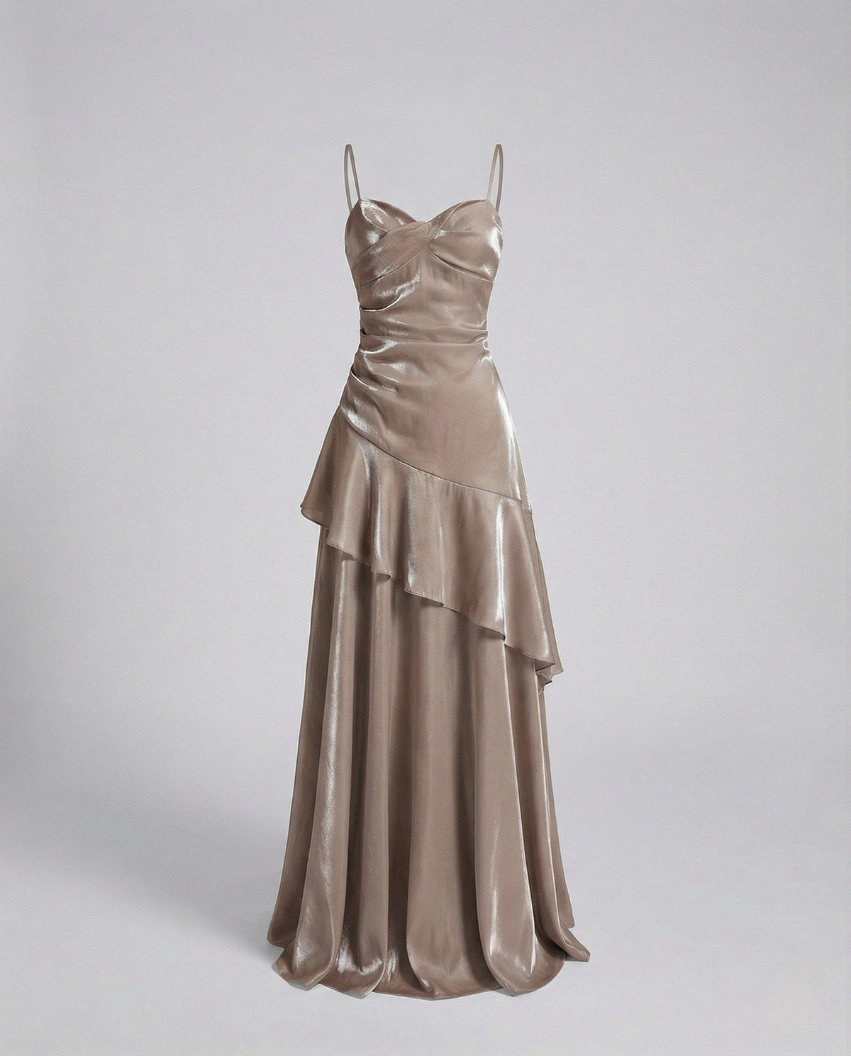 Women's Satin Evening Dress with Heart Neckline