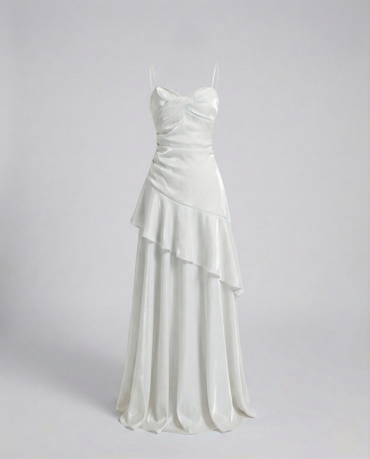 Women's Satin Evening Dress with Heart Neckline