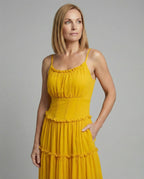 Women's Boho Maxi Dress with Flounce Skirt - Upper Body View