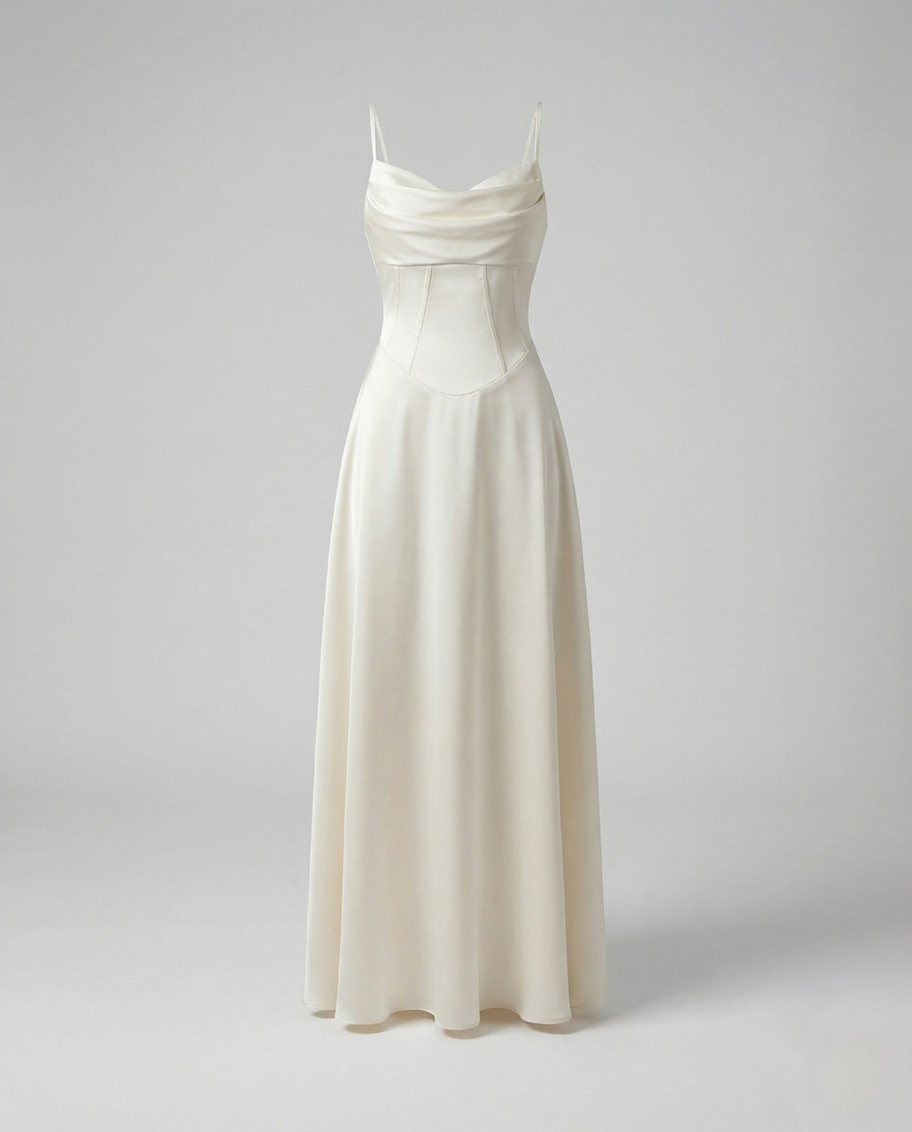Women's Satin Maxi Dress with Draped Neckline