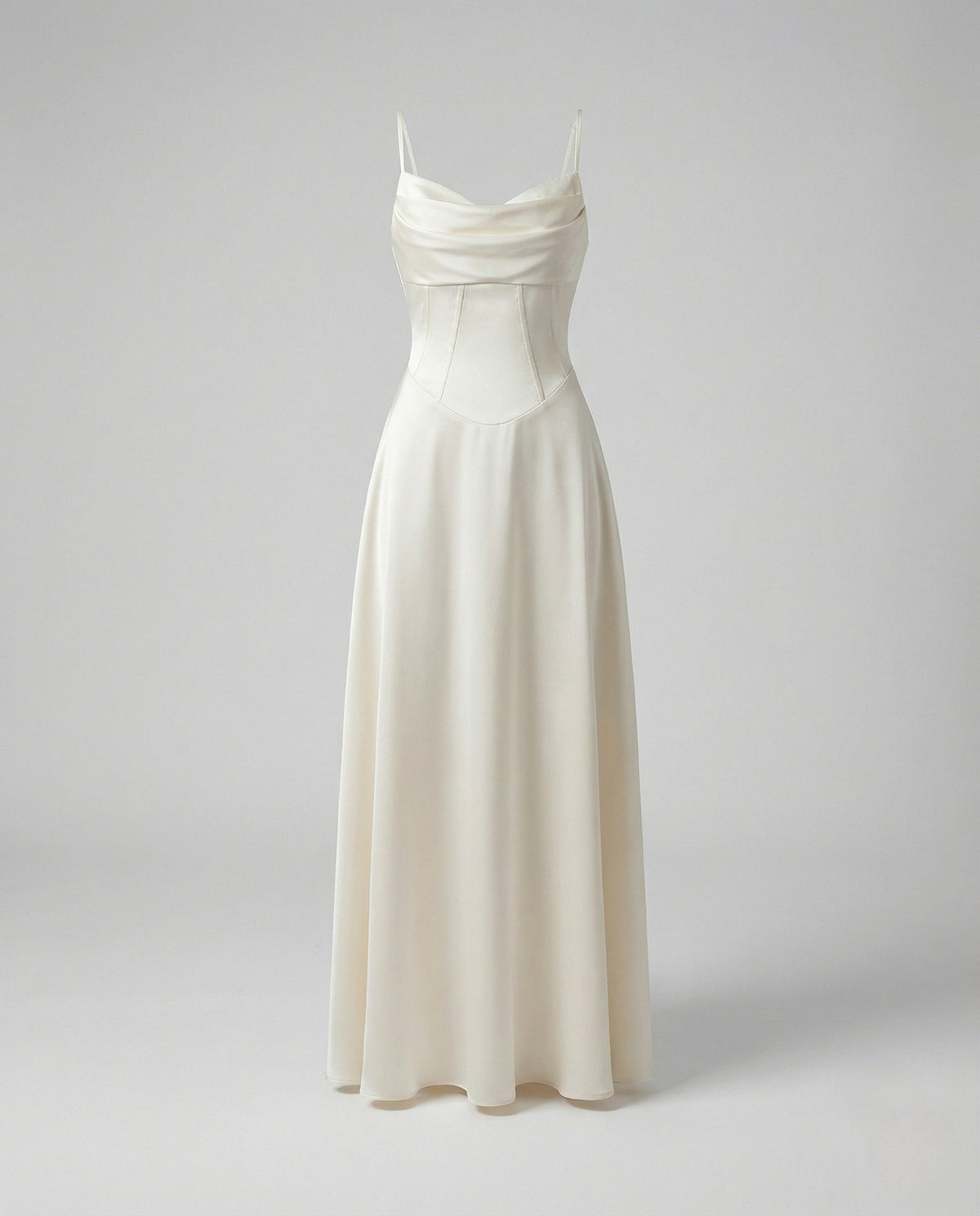 Women's Satin Maxi Dress with Draped Neckline