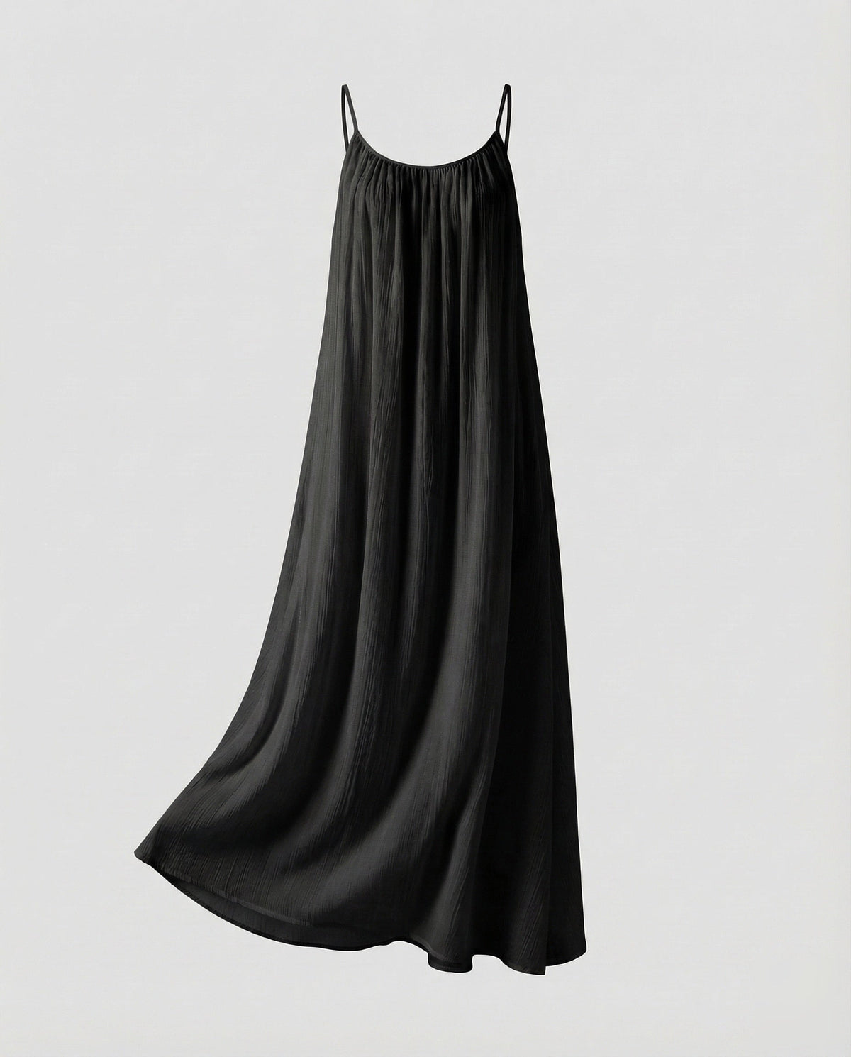 Women's Pleated Maxi Dress with Thin Straps