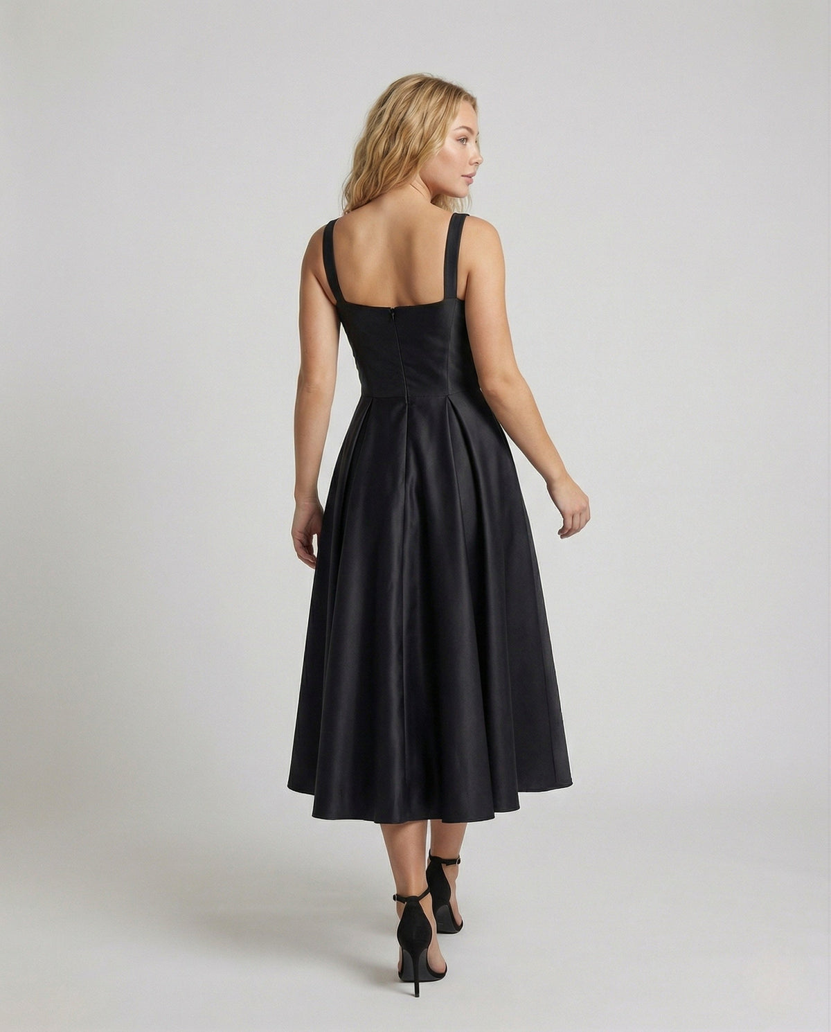 Women's Evening Dress with Corset and Midi Skirt - Back View