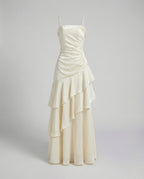 Women's Evening Dress with Spaghetti Straps and Flared Skirt