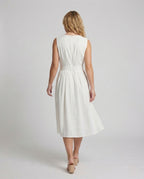 Women's Elegant Sleeveless Maxi Dress with Belt - Back View