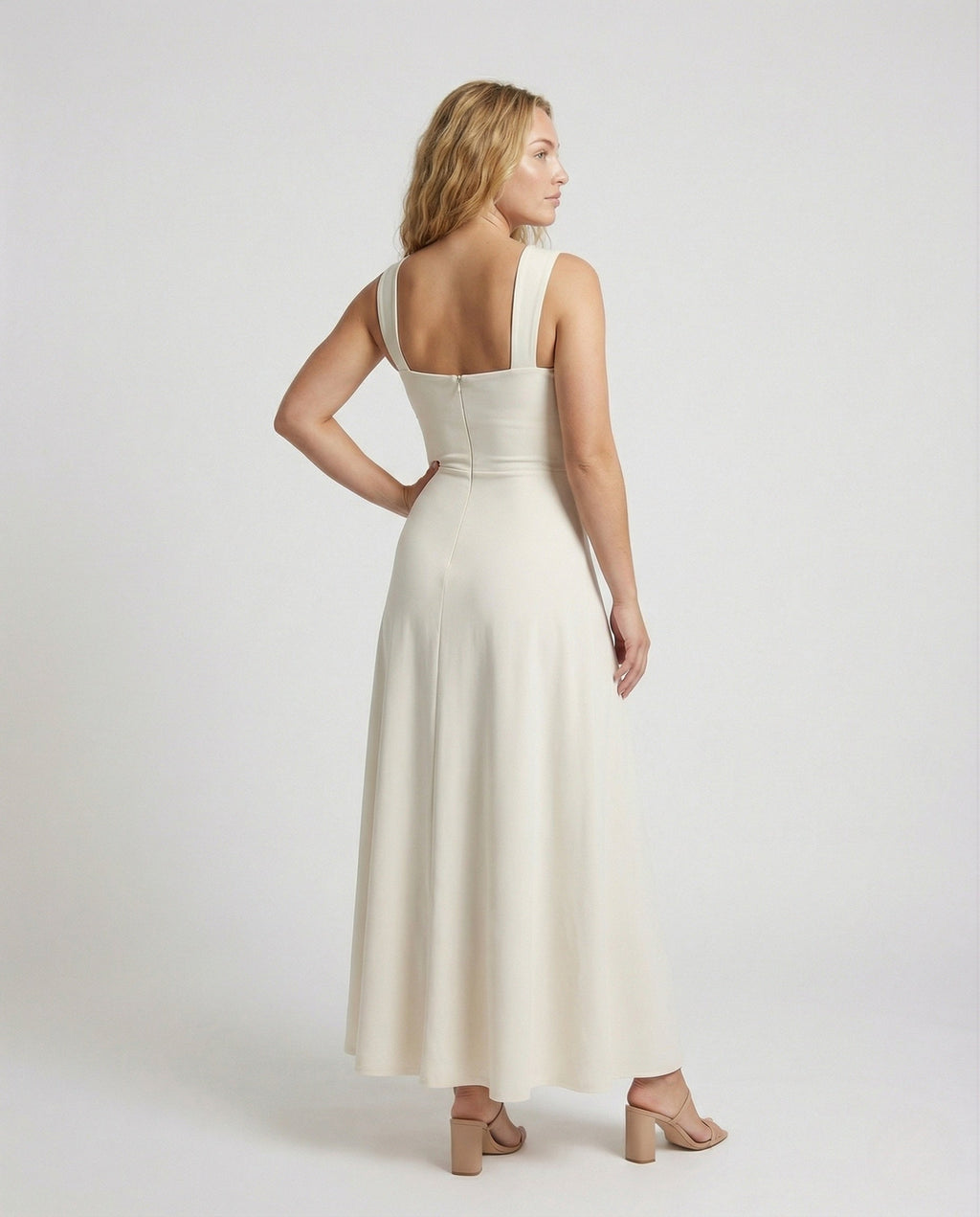 Women's Corset Dress with A-Line Skirt - Back View