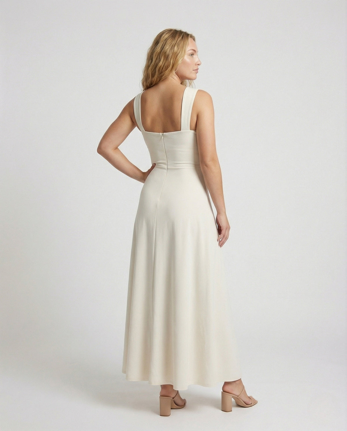 Women's Corset Dress with A-Line Skirt - Back View