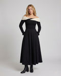 Women's Long Sleeve Evening Dress with Wrap Neckline - Front View