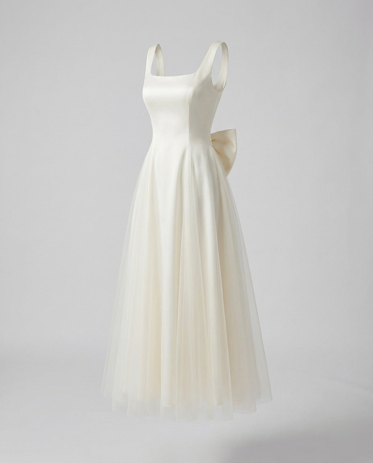 Women's Strap Evening Dress with Tulle Skirt