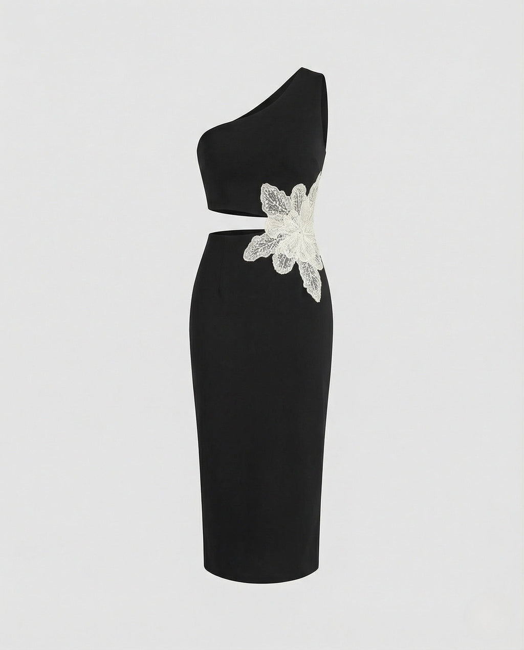 Women's Fitted Evening Dress with Asymmetrical Neckline