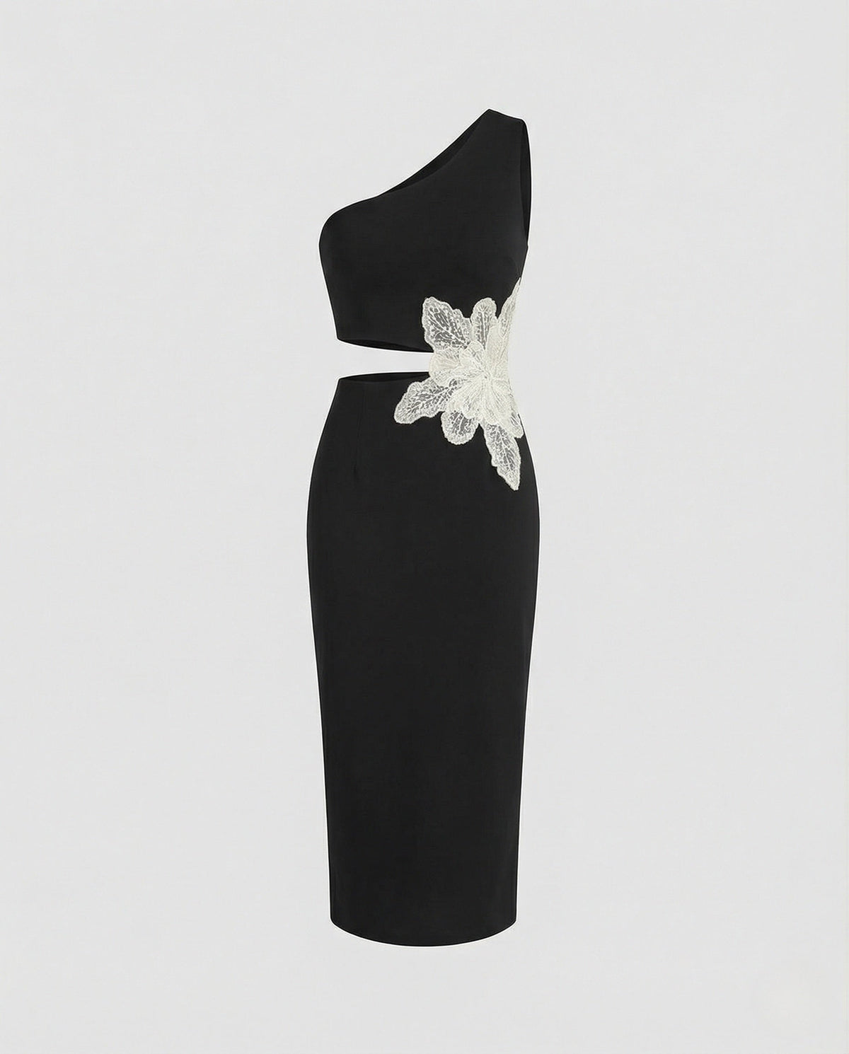 Women's Fitted Evening Dress with Asymmetrical Neckline