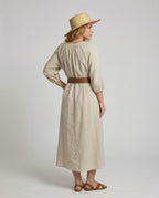 Women's Cotton Maxi Dress with Balloon Sleeves - Back View