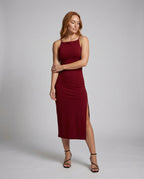 Women's Figure-Hugging Evening Dress with Leg Slit - Front View