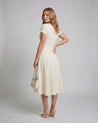 Women's Figure-Hugging Maxi Dress with Bell Skirt - Back View