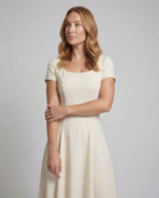 Women's Figure-Hugging Maxi Dress with Bell Skirt - Upper Body View