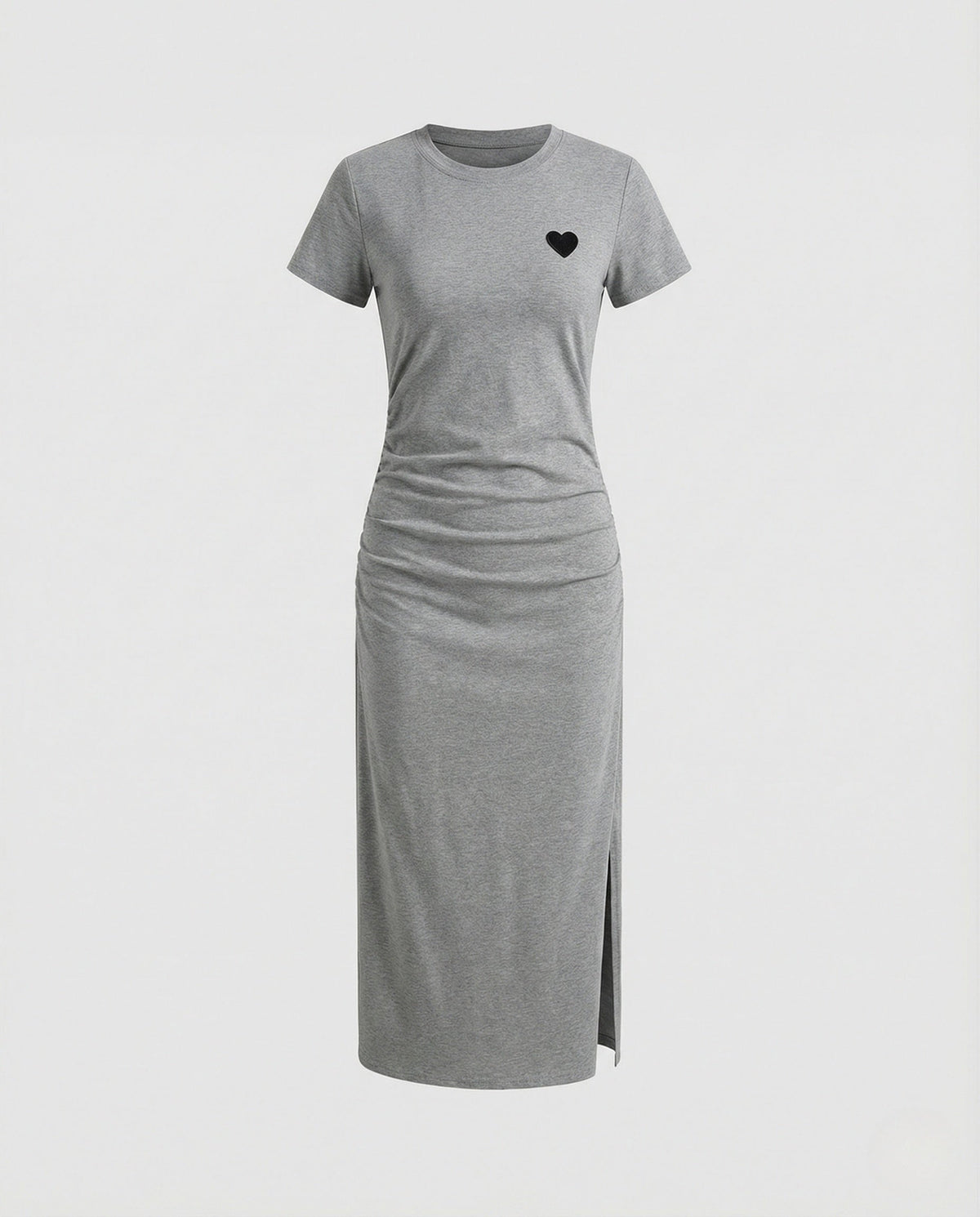 Women's Ribbed Midi Dress with Heart Appliqué
