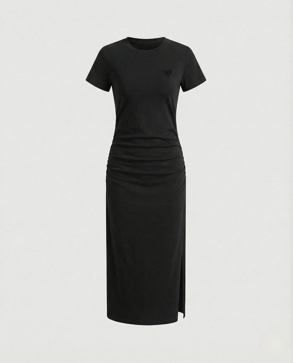 Women's Ribbed Midi Dress with Heart Appliqué