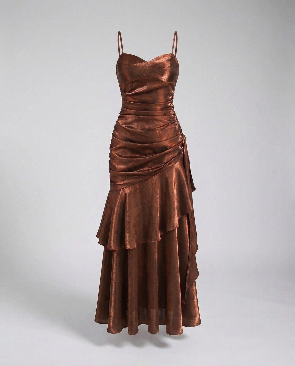 Women's Velvet Evening Dress with Ruffle Skirt