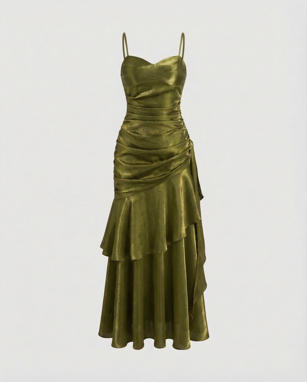Women's Velvet Evening Dress with Ruffle Skirt