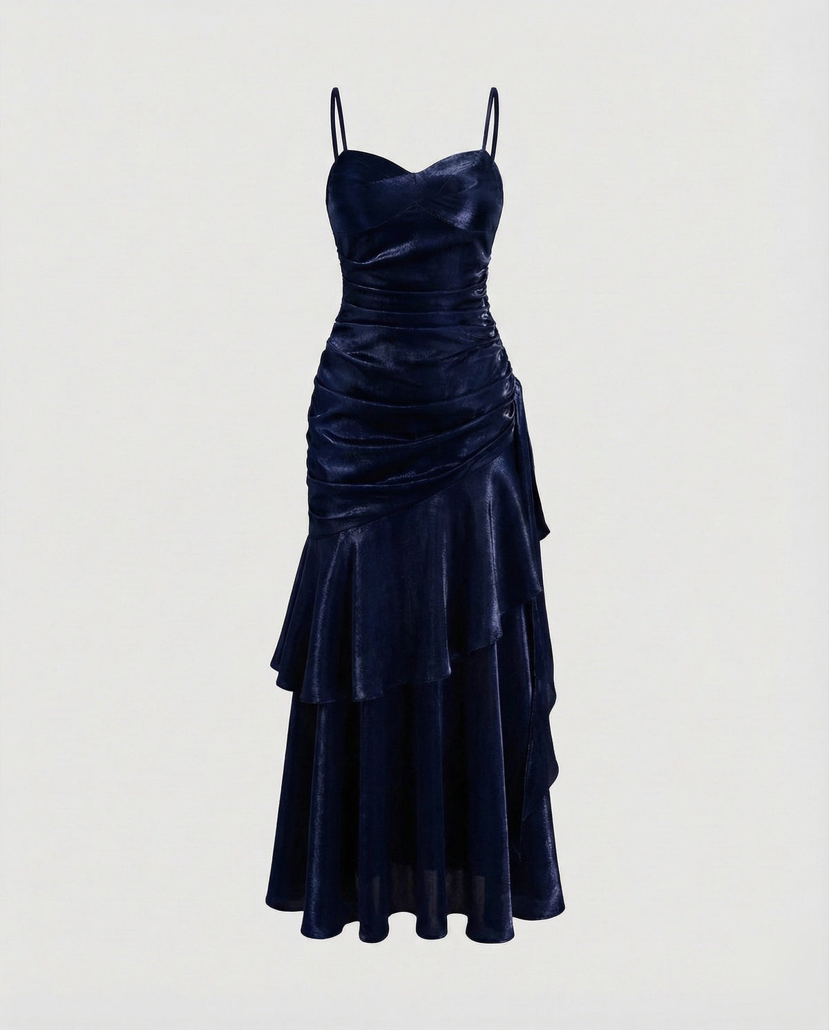 Women's Velvet Evening Dress with Ruffle Skirt